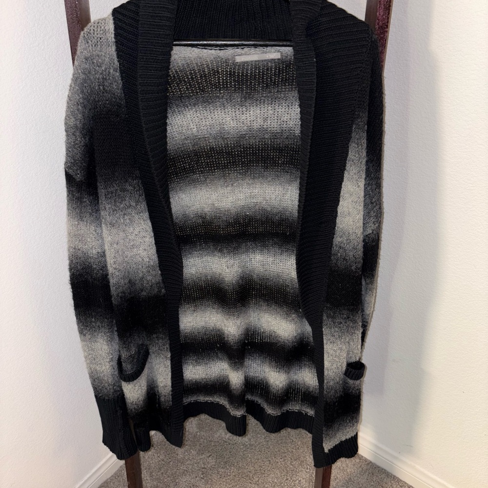 Black and Gray Striped Cardigan